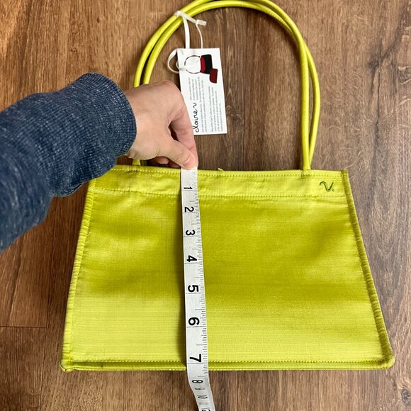 Clare V Silk Chartreuse Purse Yellow Green Small Shoulder Bag Purse - Picture 12 of 16
